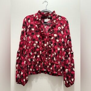 Cabi Corsage Blouse in wine size medium